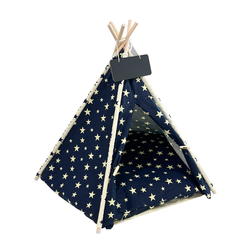 Pet Star Pentagonal Wood Classic Fashion Teepee Bed Cat Play Tent Portable Pet Home Carton