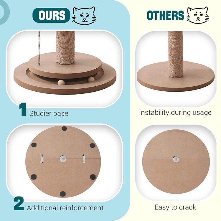 Wholesale Custom Cat Scratching Post Tree 100% Natural Sisal Pet Play Real Cat Tree Tower With Hanging Ball and Trackball