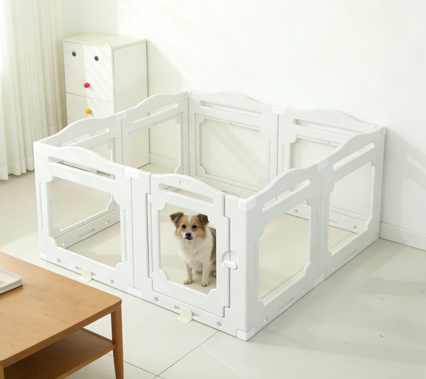 2026 New Product Pet Playpen For Small Medium Dogs Indoor Villa Car Roller Free Movable Thickened Plastic Animal Design