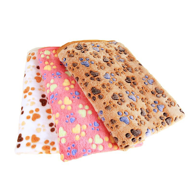 Wholesale Plush Sherpa Coral Fleece Waterproof Pet Blanket Thickened Flannel Floral Pattern Cute Animal Dog Cat Winter Bed Use