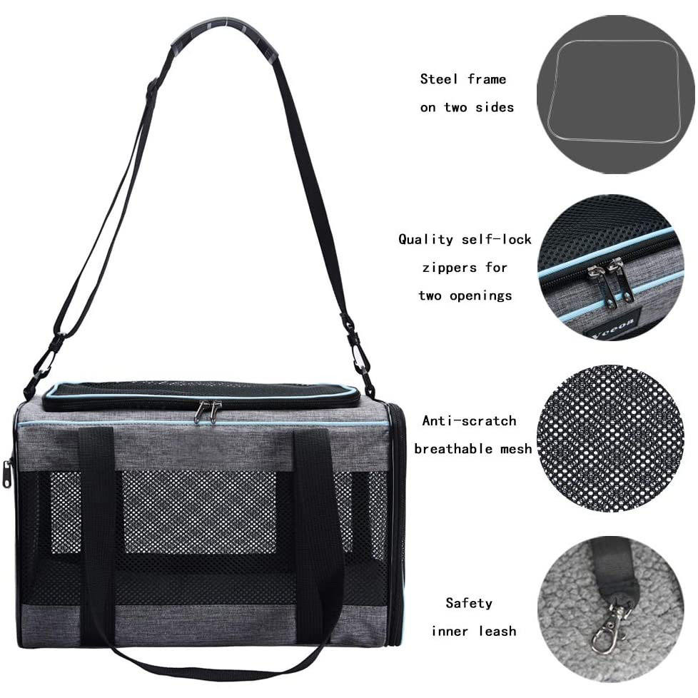 Solid Black Luxury Pet Carrier with Mesh Sides and Top Zipper Easy Access for Pet Transport Sturdy and Practical for Cats Dogs
