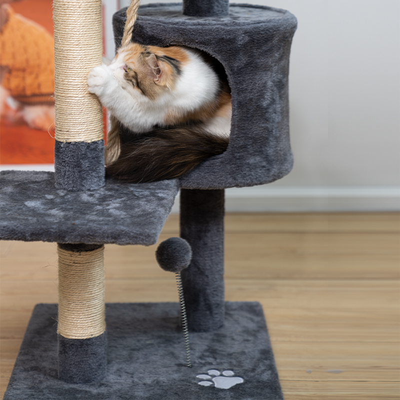 Wholesale Luxurious House Customized Plush Big Pet Condo Natural Sisal Wood Scratcher Furniture Cat Tree