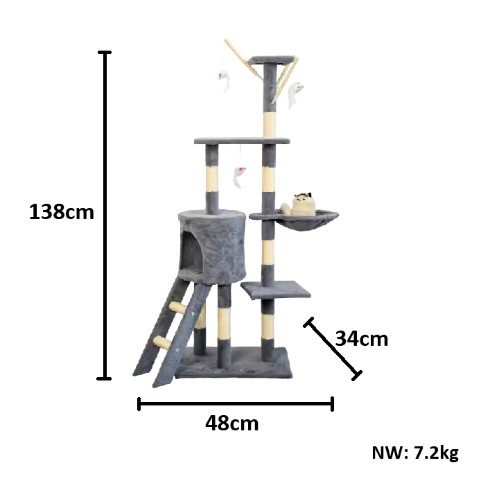 Wholesale Modern Luxury Solid Wood MDF Custom Cat Tree Condo Interactive Top Sisal Wooden Cat Tower Scratching Posts