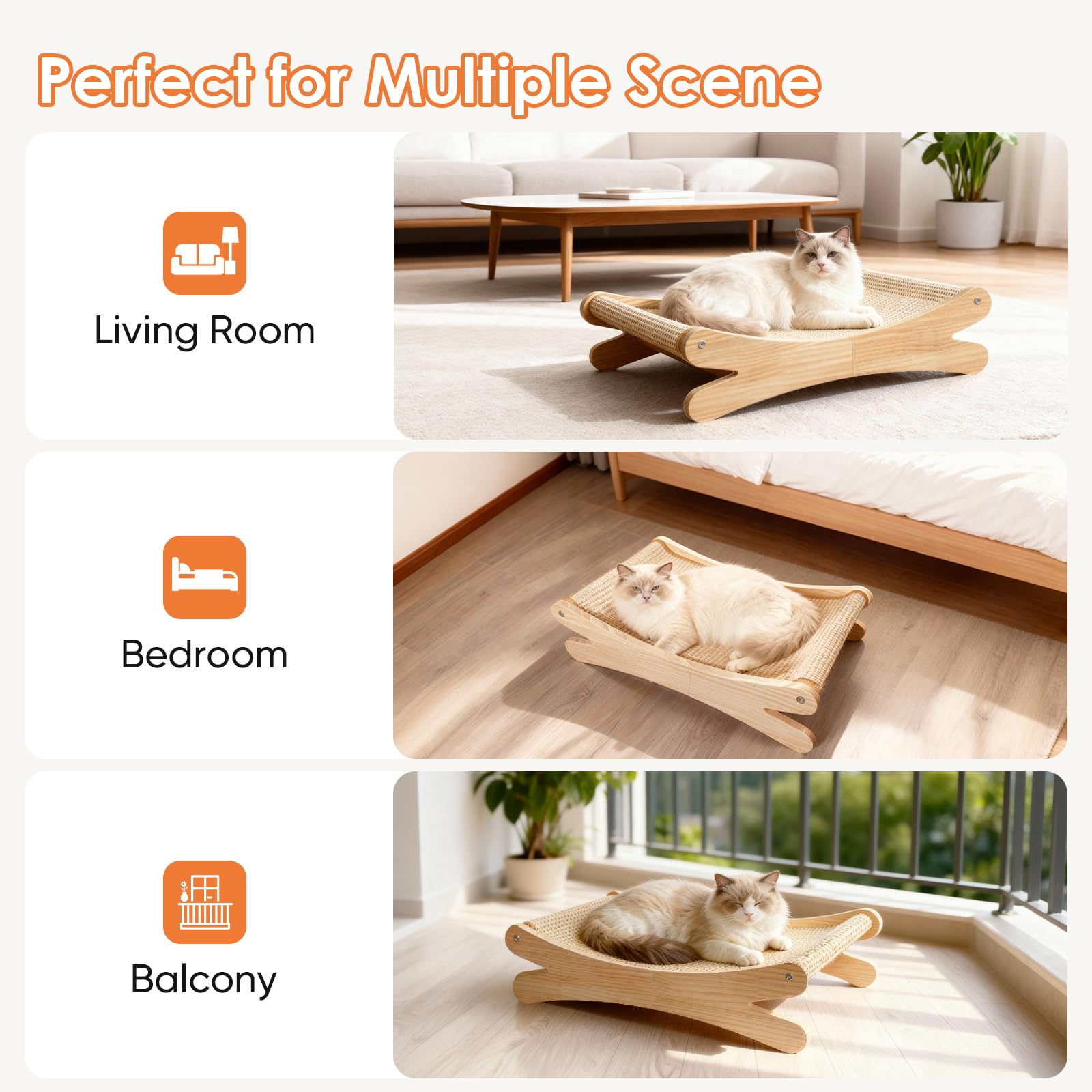 ZMaker New Sisal Cat Scratcher Bed for Indoor Wear-resistant Anti-crumbs Anti-scratch Cat Chair Natural Sisal Scratch Post