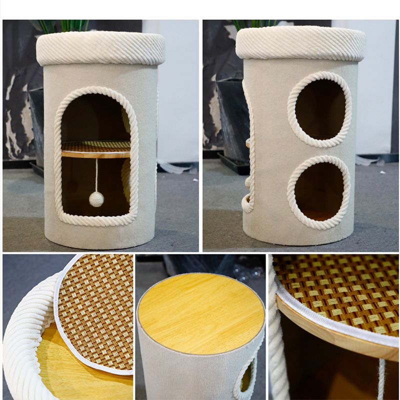 Home Cat Bed with Integrated Multi-Layer Climbing Frame Wear-Resistant Non-Shedding Scratch Bucket for Cats Reptiles for Summer