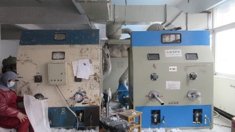 Industrial filling machine for pet bed and cushion manufacturing at Wilsons Pets factory