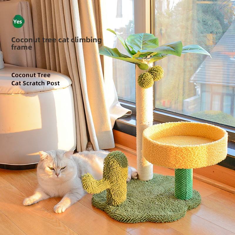Modern Small Cat Tree with Integrated Nest Jumping Platform Sisal Scratching Pole Wholesale Wood Toy for Climbing Play for Cats
