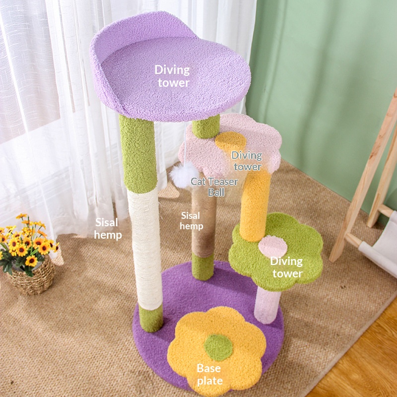 Luxury Pet Tower &amp; Climbing Frame Modern Style Cat Tree with Sisal Material Carton Packing