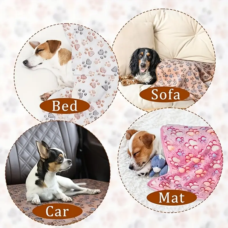 Wholesale Plush Sherpa Coral Fleece Waterproof Pet Blanket Thickened Flannel Floral Pattern Cute Animal Dog Cat Winter Bed Use