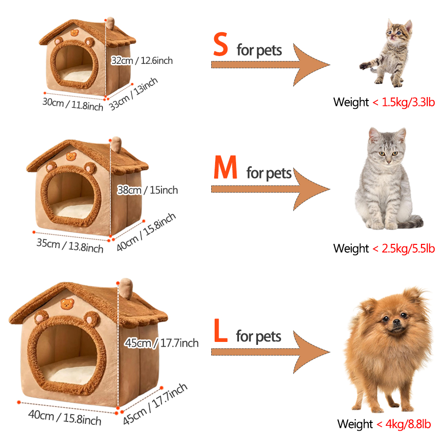 Foldable Removable Washable Luxury Pet House Sofa Bed for Extra Small Dogs Small Medium Cats Animal Rectangle All Seasons
