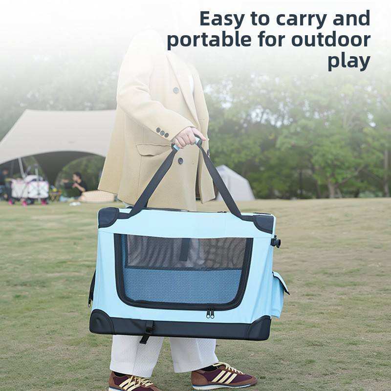 Foldable Oxford Cloth Pet Carrier for Large Dogs &amp; Cats, 50kg Load Capacity, Portable Travel Crate with Mesh Window &amp; Handle