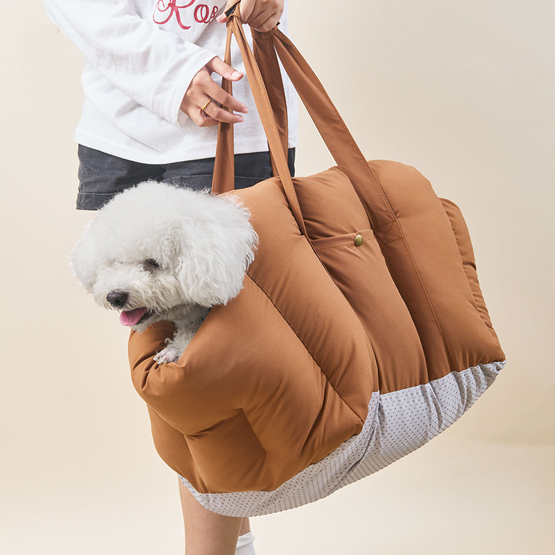 Simple Fashion Portable Square Solid Linen Fiber Dog Car Seat Bed Custom Color Size Luxury Pet Carrier Bag
