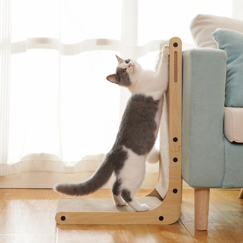 Modern L-Shaped Vertical Cat Scratching House Post Bed Combo Durable Large Scratch Board Thickened Upgraded Toy Model 001