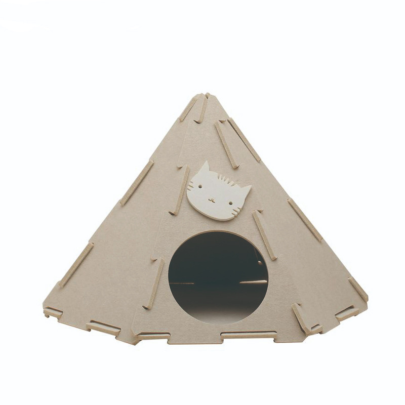 Removable Cat House Pet Teepee Folded Felt Tent Triangle-shaped Felt Nest Mat