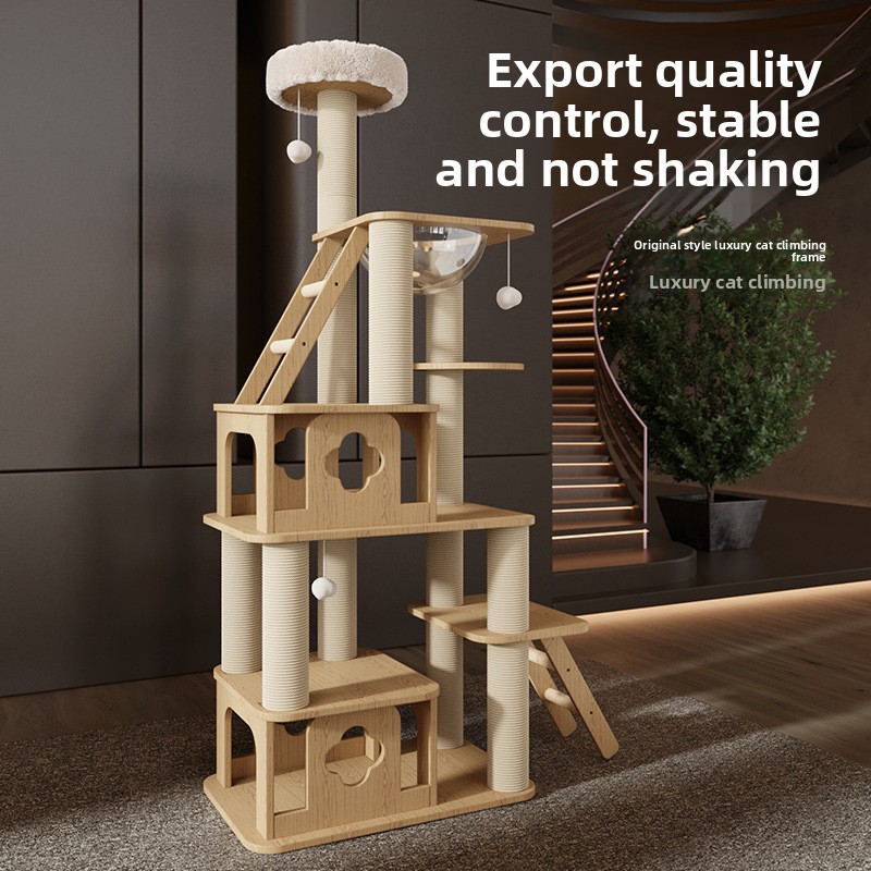 Integrated Large Cat Climbing Frame Tree Multi-Cat Interactivity Jumping Platform Space Capsule Design Cat Scratching Board