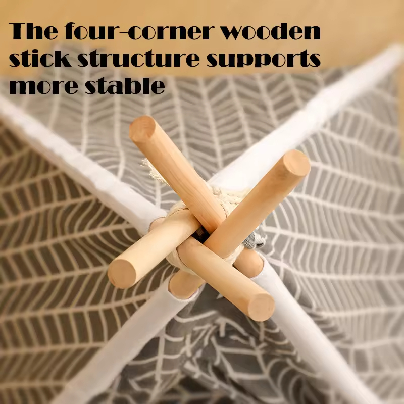 Wholesale Modern Cartoon Winter Dog House Pet Tent With Wood Frame Eco-Friendly Washable Floral Pattern Teepee