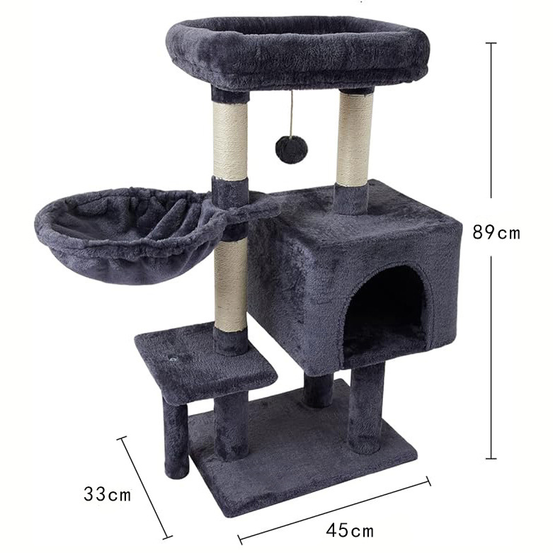 Home Furniture Cat Tree Pets Hammock Sisal Cat Scratching Post Climbing Frame Toy Cat Scratcher Tower