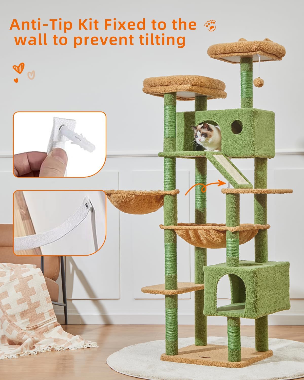 Big Discount Sale 71Inch Modern Wood Cat Tower Large Adult Indoor Multi-Level Cat Condo Sisal Scratching Posts Cat Trees