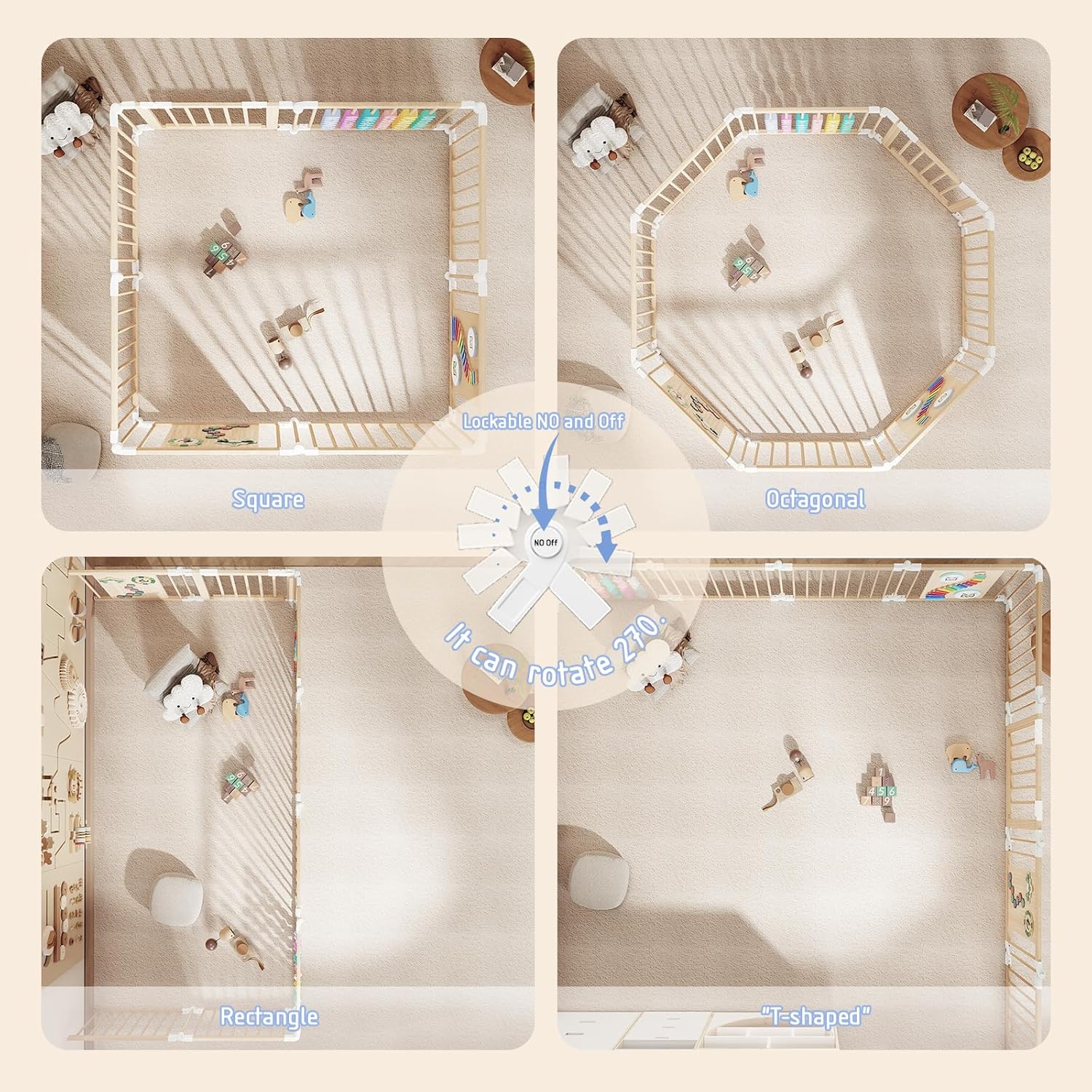 Adjustable Multi-Shape Foldable Circular Square Baby Playpen With Toys Professional 6 Month Playpens Babies Wood Kids' Playpens