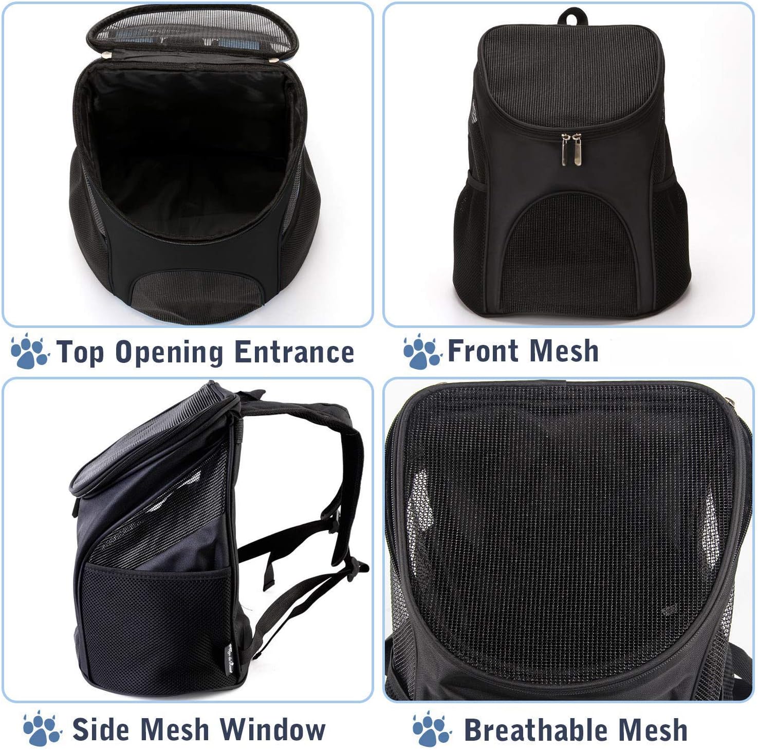 Pet Carrier Bag Dog Carrier Backpack Breathable with Mesh Ventilation for Small Pets/Cats/Puppies
