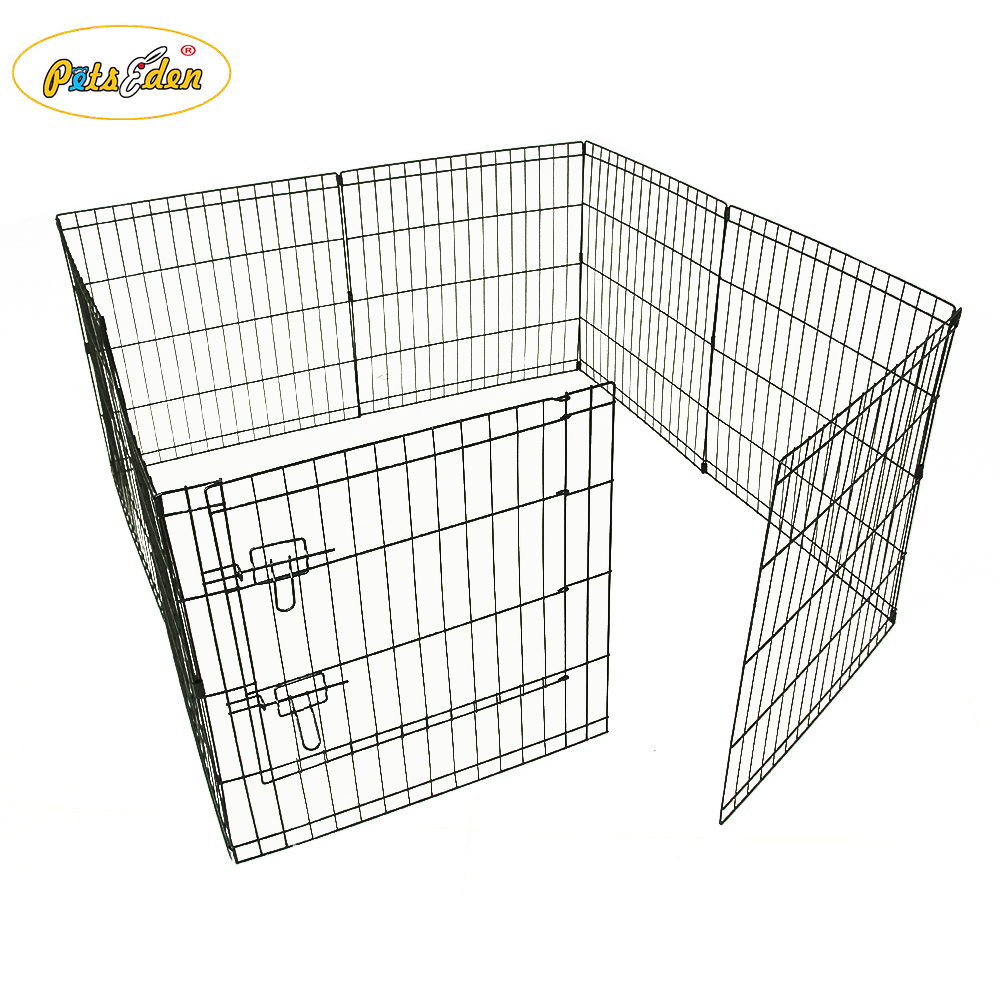 24 Inches Metal Wire Dog Playpen Pet Kennel Exercise Cage Fence 8 Panels