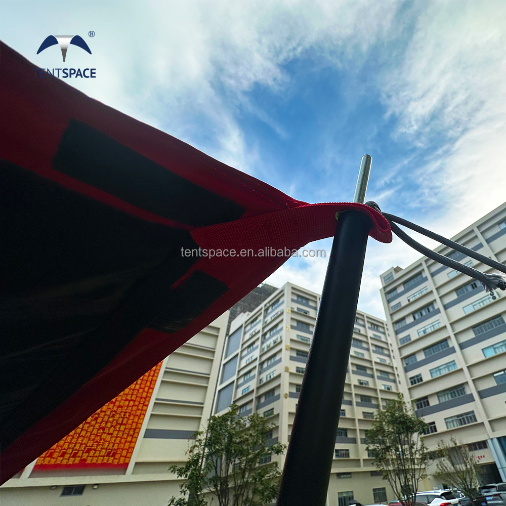 4 Doors Pole Support Open Foldable Tent Black Dog Fiberglass and Aluminum Breathable Shaded Dog Tent for Dog with Zipper Door