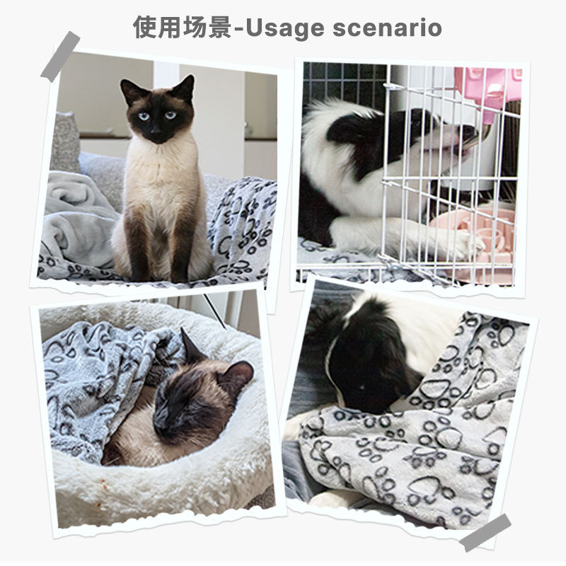 Soft Pet Dog Blanket Winter Warm Dog Cat Paw Print Mat Fleece Puppy Sleeping Blankets Bath Towel for S M W24-577