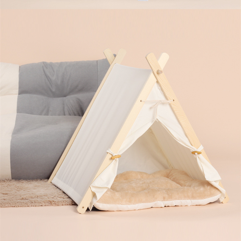 Portable Washable Pet Teepee Pet Tent Cat Teepee Bed with Thick Cushion