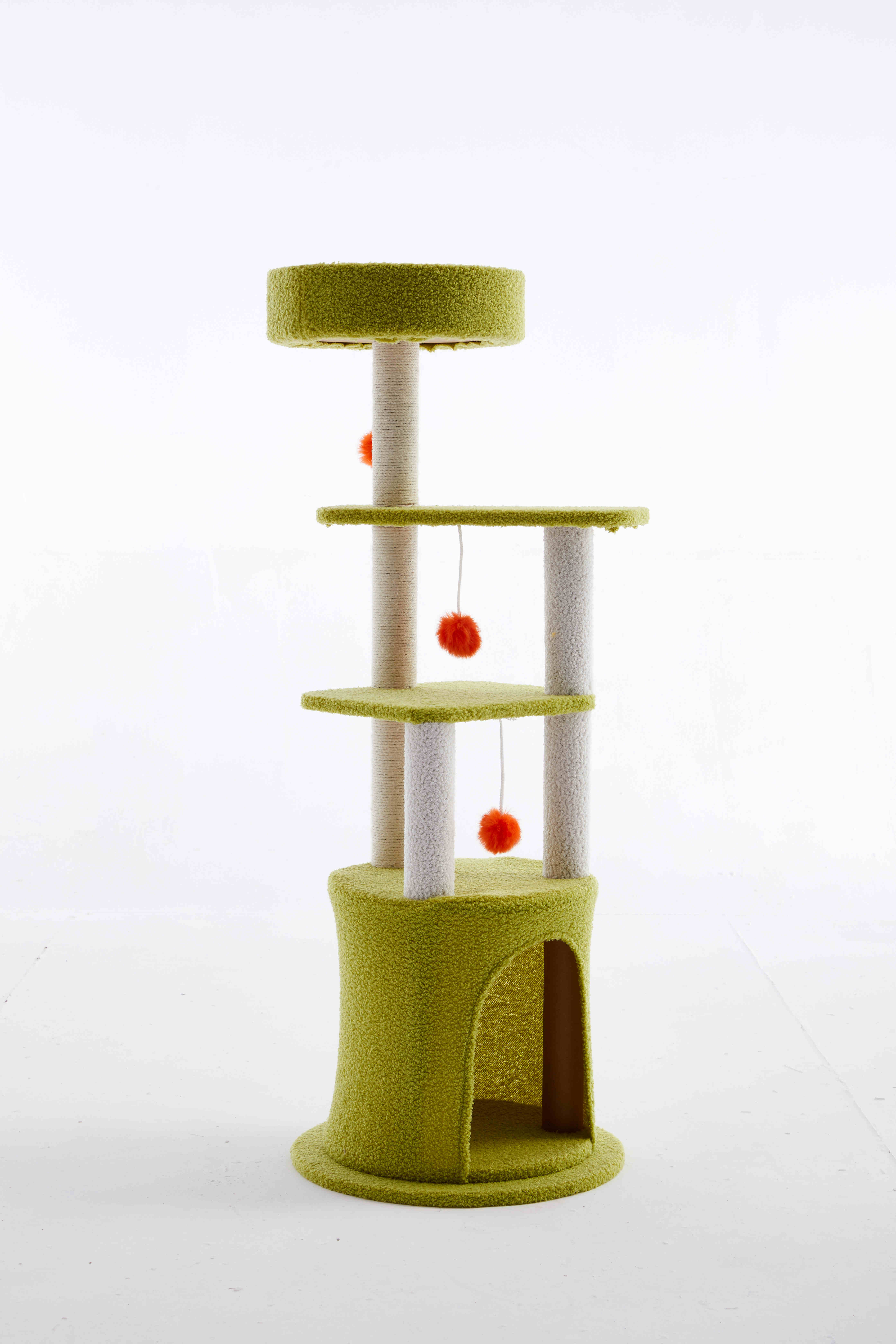2024 New Design Three Layer Cat Tree Tower Houses Scratches Climbing Cute Luxury Wood Pet Cat Tree