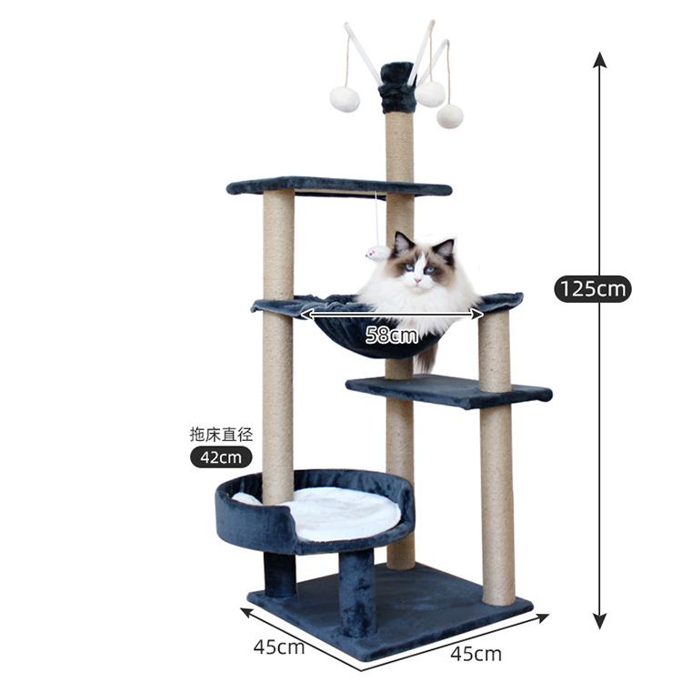 Luxury Modern Pet Dog Toy Floor to Ceiling Cat Tree Activity Wood House Tower Scratcher Climbing Large High Quality Cat Tree
