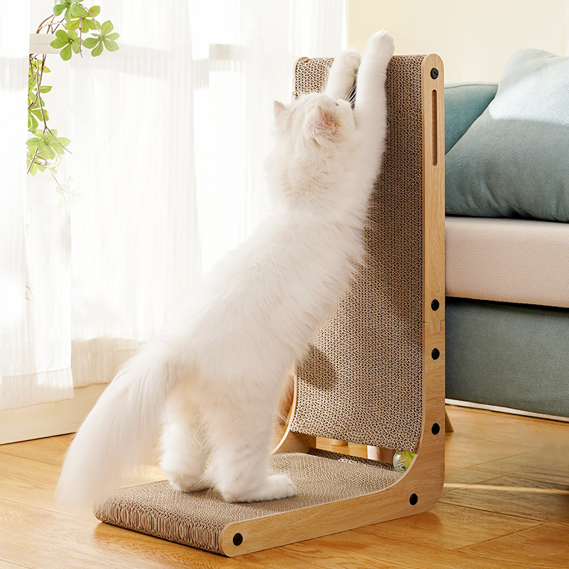 Modern L-Shaped Vertical Cat Scratching House Post Bed Combo Durable Large Scratch Board Thickened Upgraded Toy Model 001