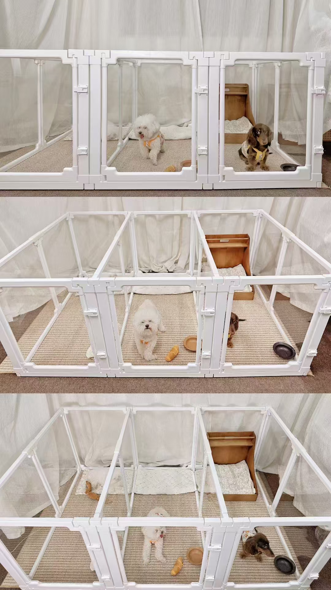 Small Medium Sized Indoor Dog Fence Easy-to-assemble Clear Acrylic Pet Pen Translucent Playpen Door For Puppy Bedding Accessory