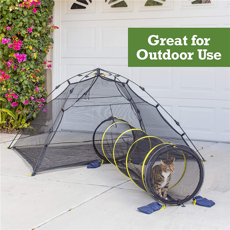 Outdoor Cat Enclosures Net Mesh Material Portable Cat Tent Tunnel Indoor Rabbit Playhouse Play Tents