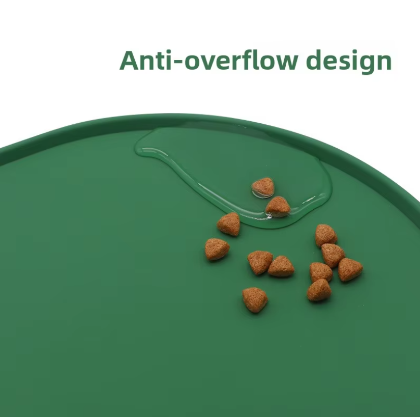 Custom OEM Eco-Friendly Lightweight Silicone Pet Bowl Mat Food Grade Waterproof Rounded Dog Cat Placemat Non Slip Easy Clean