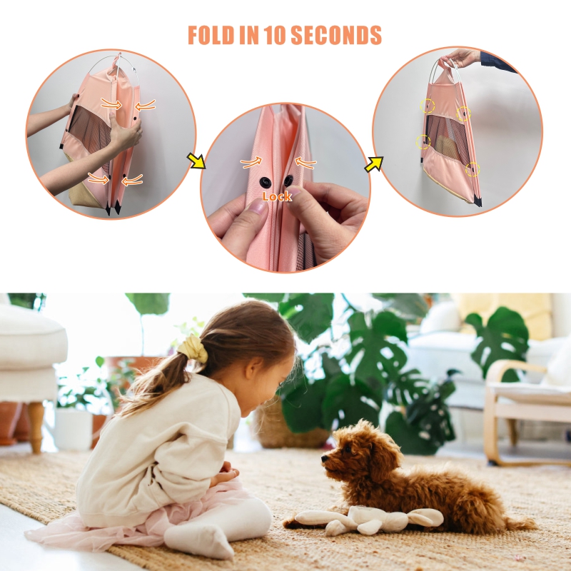 PRODIGY PF002 Small Medium Folding Pet Teepee Tent Outdoor Travel Tent Pet Fence Portable Pop up Pet Crate Dog or Cat Show Tent