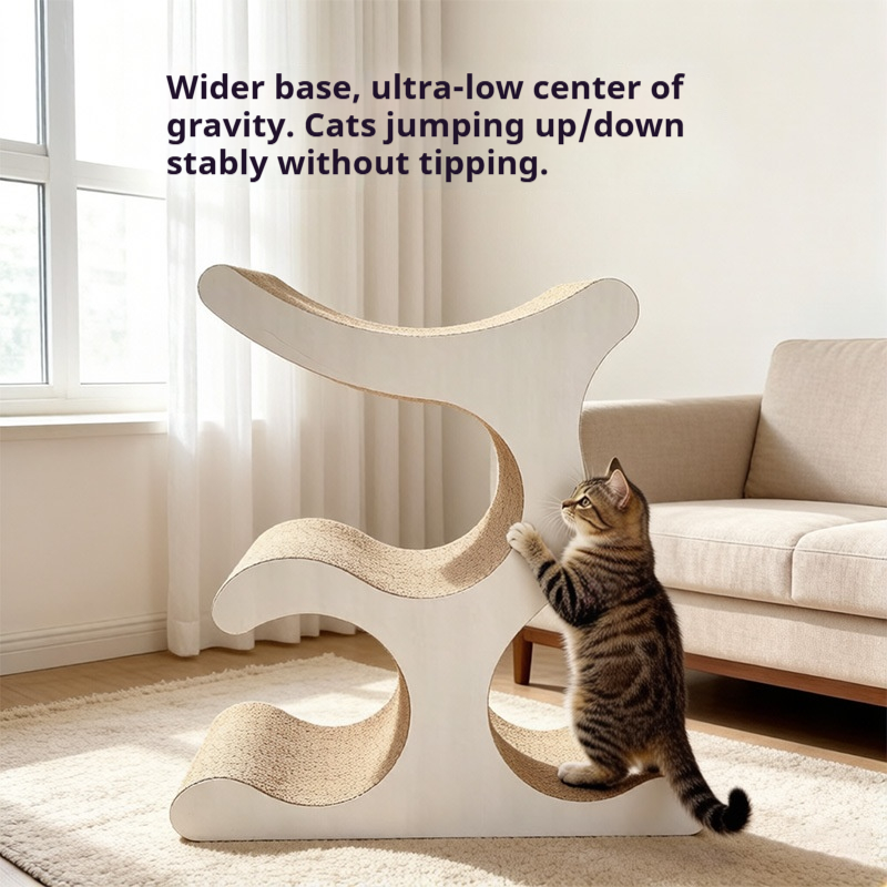 OEM Wholesale All-in-one Compact Non-occupying Home Post Supplies Cat Tree Cat Scratcher Cardboard Cat Scratch Cat Scratching