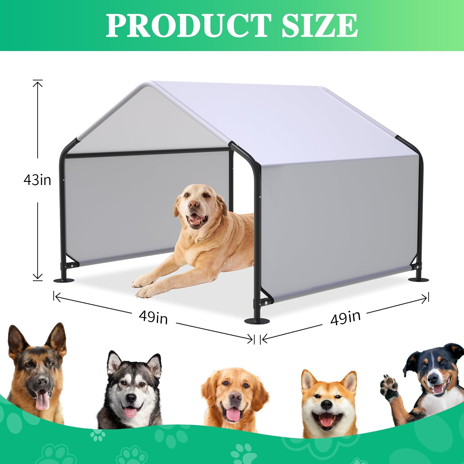 Heavy Duty Semi Closed Elevated Foldable Dog Shade Shelter Waterproof Sun Protection Outdoor Large Pet Tent for Small Animals