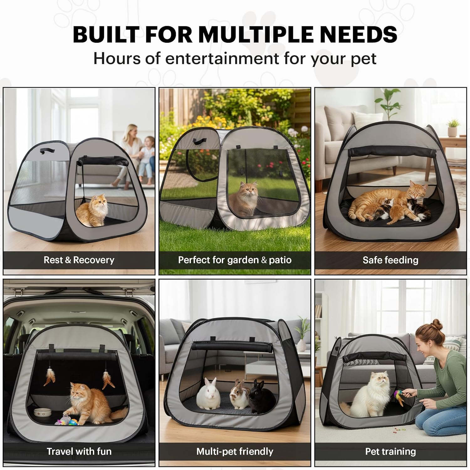 Portable Cat Playpen Foldable Pet Tent for Indoor Outdoor Cat Dog Play Enclosure