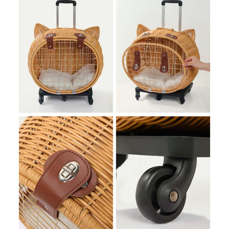 Pet Rolling Carrier, Dog Backpack with Wheels, Cats, Puppies Travel Bag with Wheels, Dog Trolley