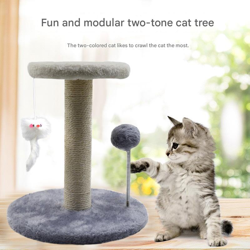 Jumping Cat Tree Tower With Sisal Scratching Post &amp; Cat Scratcher Plush Perch Interactive Toys-Large/Medium Sizes For Cats