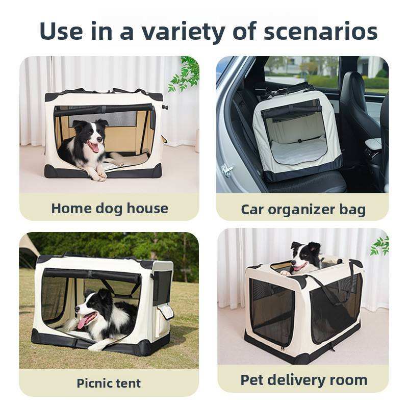 Foldable Oxford Cloth Pet Carrier for Large Dogs &amp; Cats, 50kg Load Capacity, Portable Travel Crate with Mesh Window &amp; Handle