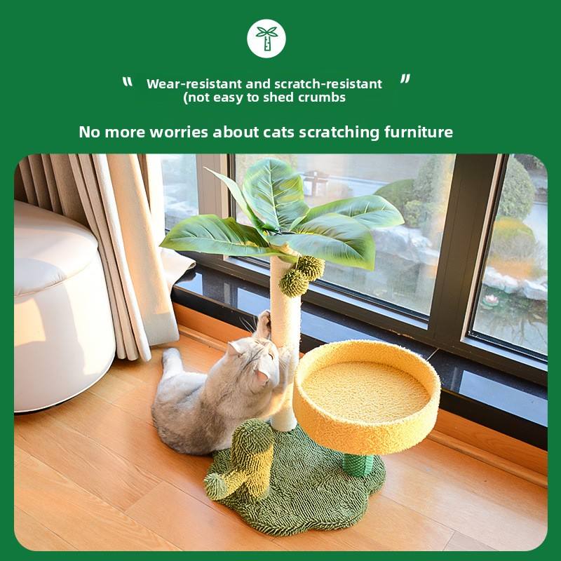 Modern Small Cat Tree with Integrated Nest Jumping Platform Sisal Scratching Pole Wholesale Wood Toy for Climbing Play for Cats