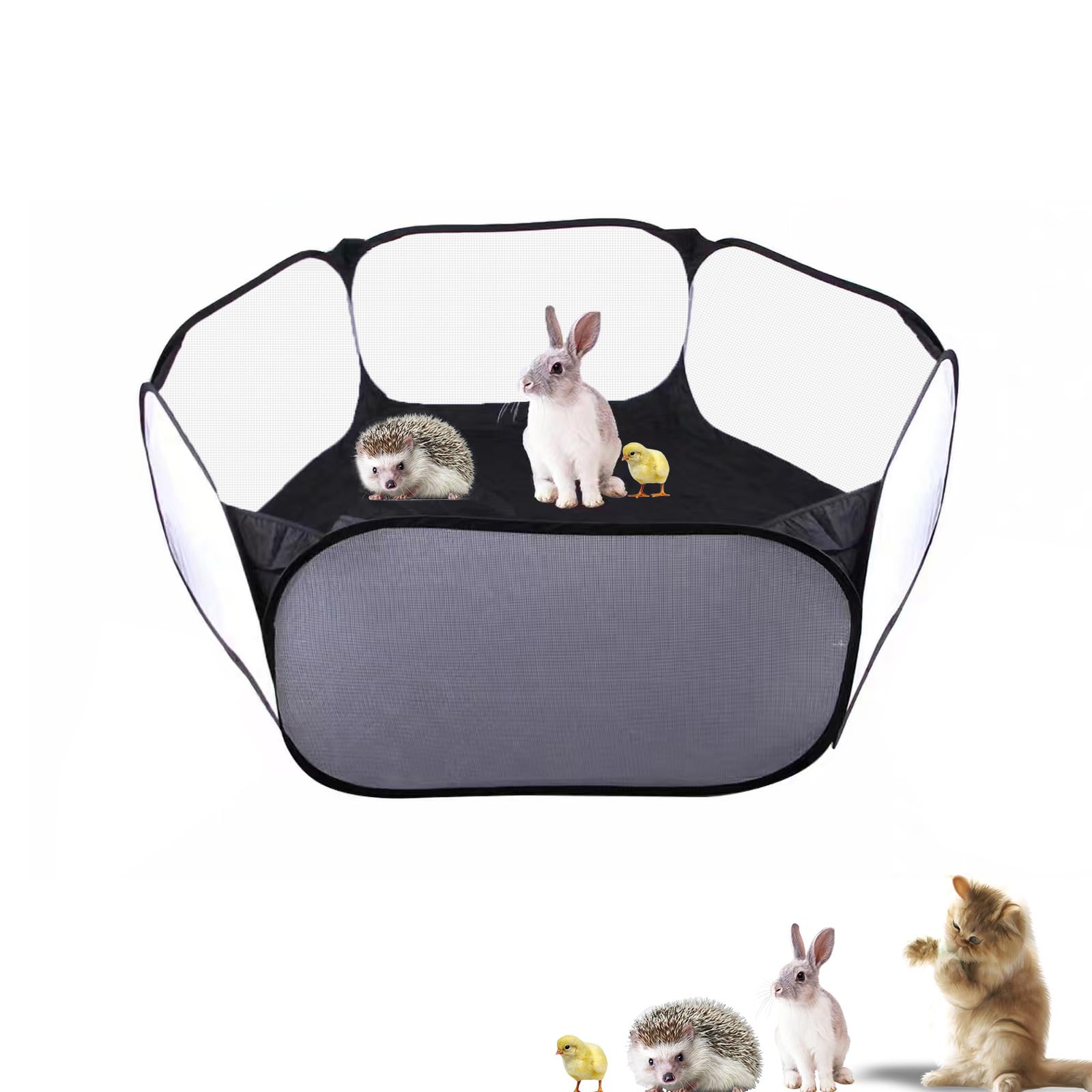 Portable Pop-up Small Animal Fence, Interactive Pet Playpen Tent for Rabbits, Guinea Pig, Hamster Indoor/Outdoor