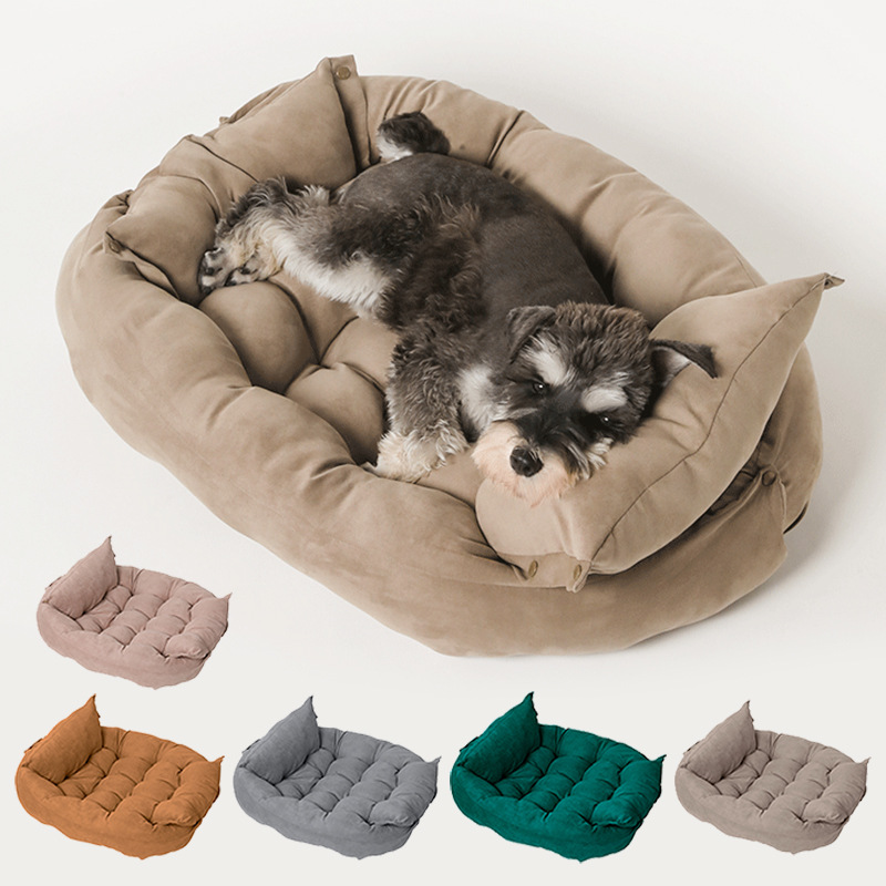Foldable Luxury Dog Sofa Bed Solid Rectangle Eco-Friendly Modern Washable Portable Large Cushion 100% Cotton All Seasons