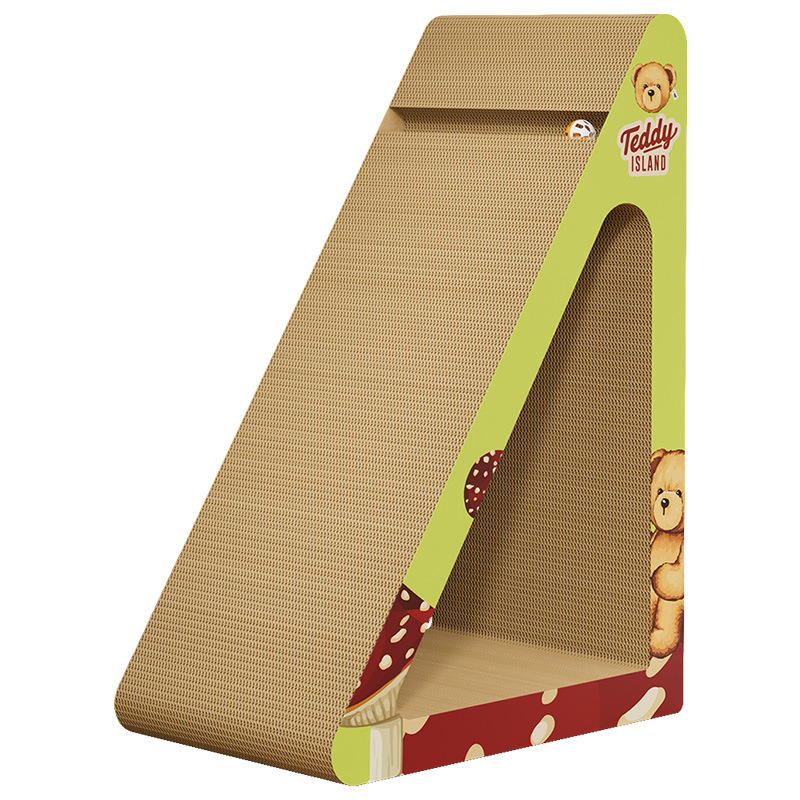 Vertical Triangular Cartoon Cat Scratching Post &amp; Cat Toy Scratch-Resistant Wear-Resistant Corrugated Paper Cat Supplies