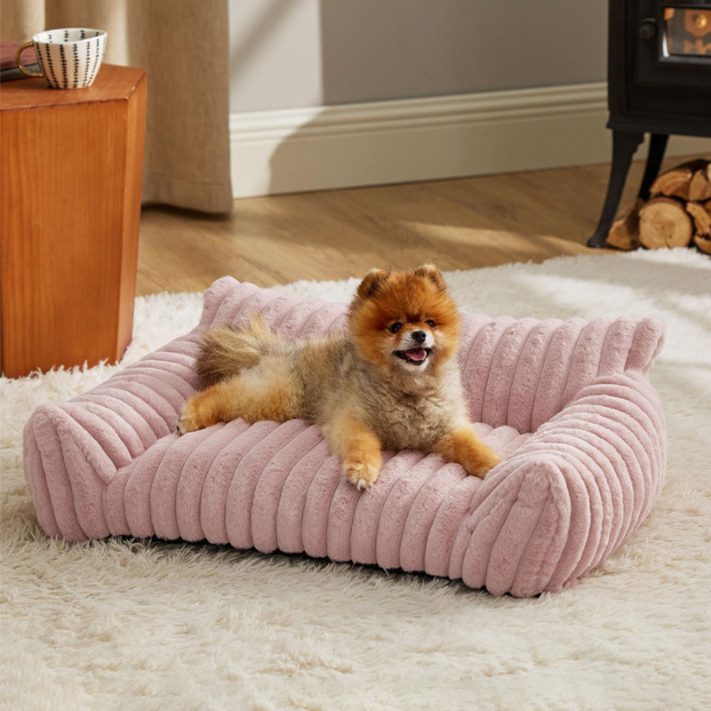 Wholesale Plush Pet Sofa Bed Soft Dog Couch in 3 Sizes 5 Colors for Small Medium Large Pets