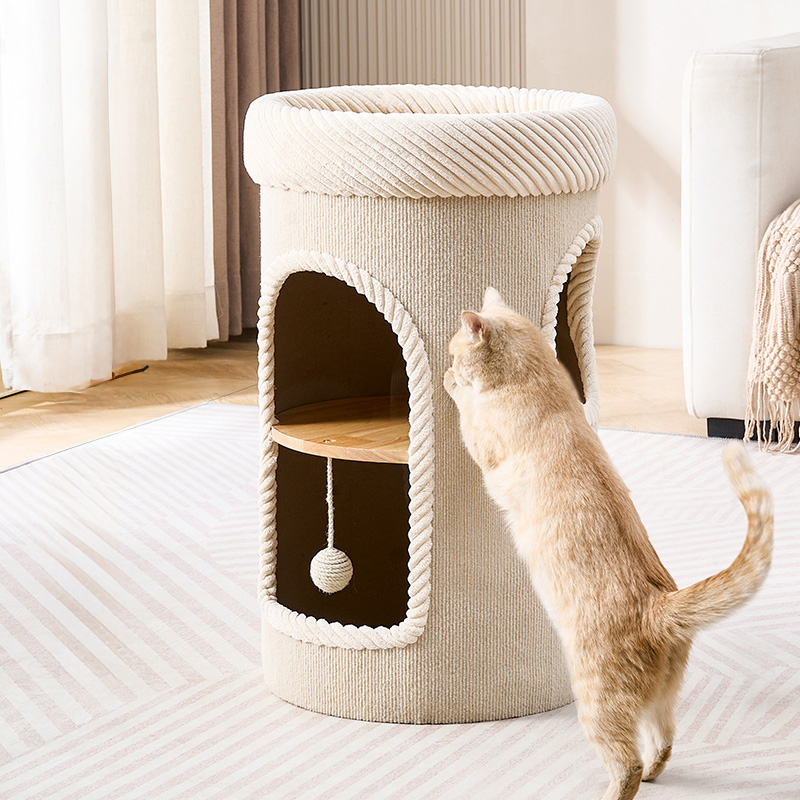 Home Cat Bed with Integrated Multi-Layer Climbing Frame Wear-Resistant Non-Shedding Scratch Bucket for Cats Reptiles for Summer