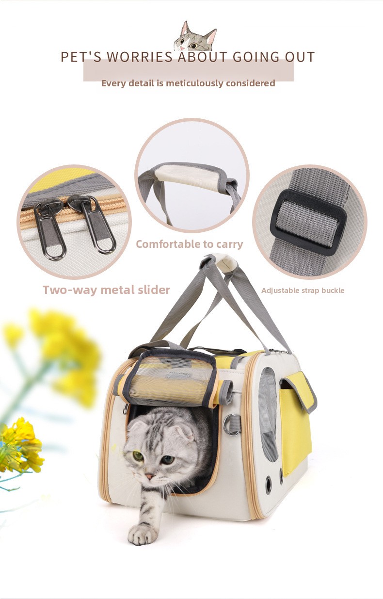Oxford Breathable Double Shoulder Pet Carrier Bag Large Capacity New Square Design Fashionable Foldable Travel Bag Dogs Zipper