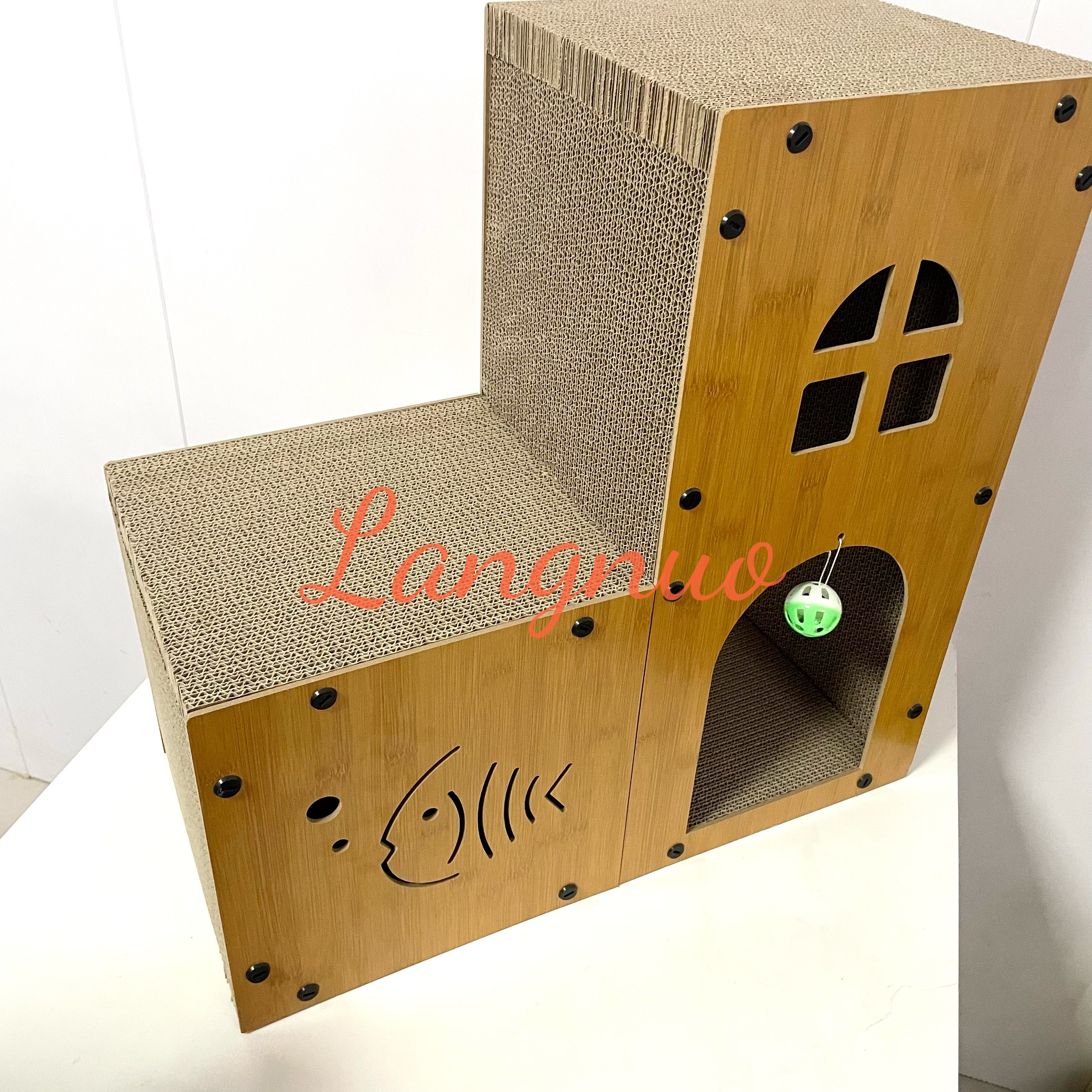 Double-layered Wear-resistant Corrugated Modern Classic Cat Climbing Frame Scratching Board Eco-Friendly Design Carton Packed