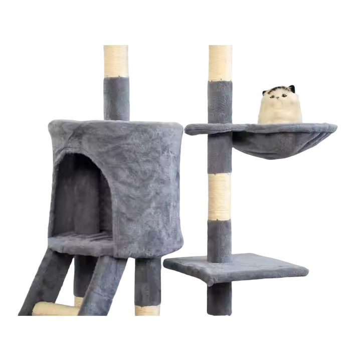 Wholesale Modern Luxury Solid Wood MDF Custom Cat Tree Condo Interactive Top Sisal Wooden Cat Tower Scratching Posts